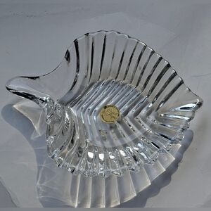 Cristal De France Genuine Lead Crystal Leaf Dish 24%.